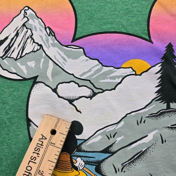 Disney Mickey Mouse Tshirt Mens Large Green Short Sleeve Outdoor Adventures - Picture 3 of 7